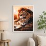 Quadro Decorativo Artístico Casal de Leões 45x34cm - com Vidro:moldura Branca - 1