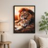 Quadro Decorativo Artístico Casal de Leões 45x34cm - com Vidro:moldura Branca - 2