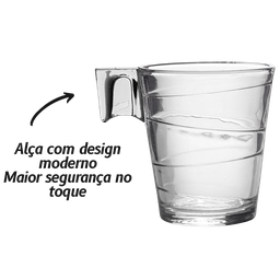 Jogo de Xícaras Vidro Transparente Café Cafezinho 80ml 6 pçs - 3