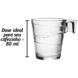 Jogo de Xícaras Vidro Transparente Café Cafezinho 80ml 6 pçs - 4
