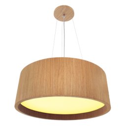 Lustre Pendente Madeira Redondo 40x15cm - 4 Luzes - Freijó - 3