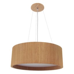 Lustre Pendente Madeira Redondo 40x15cm - 4 Luzes - Freijó - 1