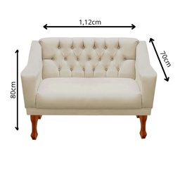 Kit Namoradeira + 2 Poltrona Decorativa Grécia - Dritex:suede Bege - 7