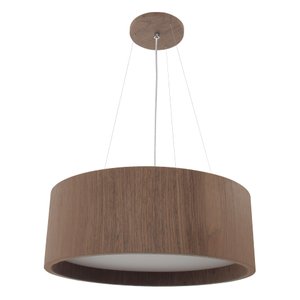 Lustre Pendente Madeira Redondo 50x16cm - 5 Luzes E27 Imbuia