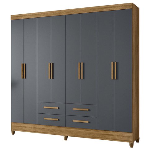 Guarda Roupa Casal 204cm 8 Portas Vitta Freijó/cinza Z17 - Mpozenato