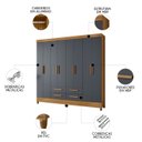 Ver imagem 3 de Guarda Roupa Casal 204cm 8 Portas Vitta Freijó/cinza Z17 - Mpozenato