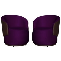 Kit 2 Poltronas para Recepção Confortável Orgânica - Veludo - Sv Decor:roxo - 1