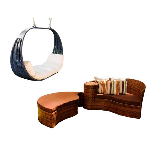 Kit Big Balanço Tailândia e Chaise Meia Lua em Alumínio para Área, Jardim, Piscina - Argila