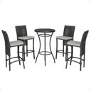 Ver imagem 1 de Mesa Bistrô com 4 Banquetas Roma Preta Corda Náutica Estofado 3 Trama Original
