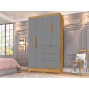 Ver imagem 1 de Roupeiro / Guarda Roupas / Armário TOK 1.20m 4 Portas Puxadores Cromados 3 Gavetas sendo 1 com Chave