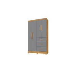 Roupeiro / Guarda Roupas / Armário TOK 1.20m 4 Portas Puxadores Cromados 3 Gavetas sendo 1 com Chave - 2