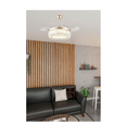 Ver imagem 3 de Ventilador Teto Retrátil Lustre Cristal Led Dourado Controle Remoto