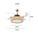 Ver imagem 6 de Ventilador Teto Retrátil Lustre Cristal Led Dourado Controle Remoto
