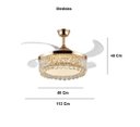 Ver imagem 6 de Ventilador Teto Retrátil Lustre Cristal Led Dourado Controle Remoto