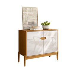 Aparador Buffet Intense 2 Portas Retrô com Pés de Madeira Freijó / Off White Perolizado - - 6