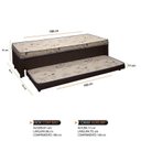 Ver imagem 3 de Cama Box Solteiro Ortopédica Conjugada Baú com Cama Auxiliar 88cm x 51cm D28 Laura Rbf Marrom/Bambuzinho