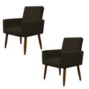 Ver imagem 1 de Kit 2 Poltronas Decorativa Sala e Quarto Nina Suede Herrero:marrom Escuro