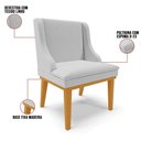 Ver imagem 6 de Kit 10 Cadeiras Estofadas para Sala de Jantar Base Fixa de Madeira Castanho Lia Linho Cinza - Ibiza