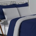 Ver imagem 3 de Kit Edredom Dupla Face + Jogo de Lençol Casal Viúva Nobre 6 Peças Malha 100% Algodão - Azul-