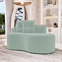 Ver imagem 2 de Kit 02 Sofás Orgânicos Living Bob 145cm 02 Lugares com 02 Almofadas Bouclê Verde Menta - Desk Design