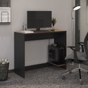 Ver imagem 1 de Escrivaninha Livia Office com Passa Fios e Tampo Mdf 91cm:preto/cedro
