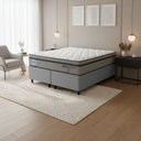 Ver imagem 2 de Cama Box Queen Probel Molas Ensacadas Euro In 158x198x68cm Guarda Costas Stone Branco/cinza