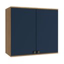 Ver imagem 1 de Armário Aéreo Celeste Kappesberg 100% Mdf 2 Portas Nogueira/azul 80cm
