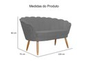 Ver imagem 2 de Kit Namoradeira + 1 Poltrona Decorativa Pétala Suede Cinza Pés Madeira Mz Decor