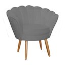 Ver imagem 3 de Kit Namoradeira + 1 Poltrona Decorativa Pétala Suede Cinza Pés Madeira Mz Decor