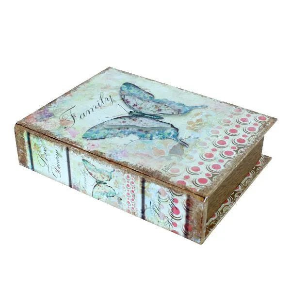 Livro Caixa Decorativo Book Box Borboleta em metal Family - 2