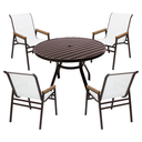 Ver imagem 1 de Jogo de Mesa 90cm Ripado Área Externa + 4 Cadeiras Piscina Jardim Resistente