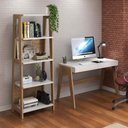 Ver imagem 1 de Mesa Escrivaninha 2 Gavetas e Estante 4 Prateleiras Soul A03 Hanover Off White - Lyam Decor