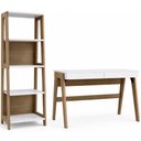 Ver imagem 2 de Mesa Escrivaninha 2 Gavetas e Estante 4 Prateleiras Soul A03 Hanover Off White - Lyam Decor