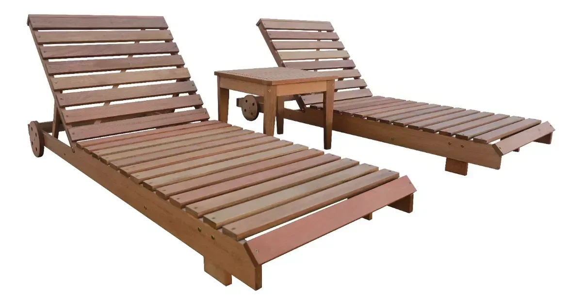 Ver imagem 2 de Kit Piscina 2 Espreguiçadeiras Colchonetes e Mesa de Centro