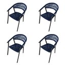 Ver imagem 1 de Kit 4 Cadeiras Decorativa Joana em Corda Náutica e Base em Alumínio Preta /azul Marinho