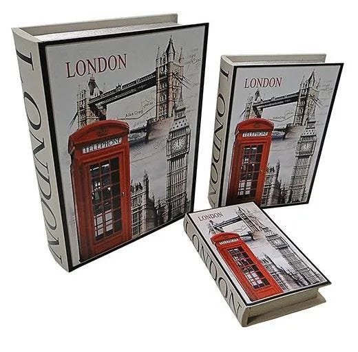 Livro Caixa Decorativobook Box 3 Peças Cabine London