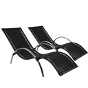 Ver imagem 1 de 2 Espreguiçadeiras Ilha do Mel Alumínio Polido Fibra Sintética Preta