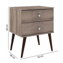 Ver imagem 4 de Mesa de Cabeceira Retrô Inovador com 2 Gavetas - Rústico