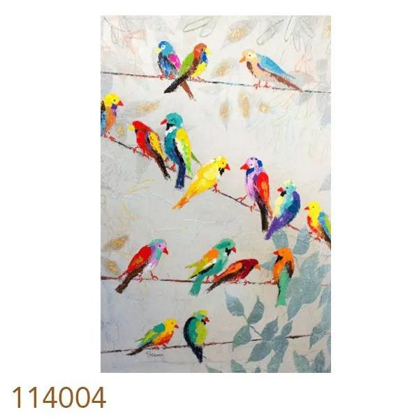 Quadro Pintura Pássaros Coloridos - 1