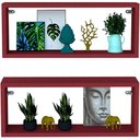 Ver imagem 1 de Kit com 2 Nichos Decorativos Retangulares Mdf Vermelho 30x15x10cm para Parede