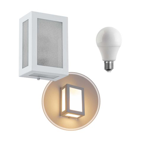 Arandela 5 vidros Branca + lâmpada LED E27 12W 6000K st569