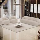 Ver mais imagens de Sofá 3 Lugares Curvo Orgânico com 02 Poltronas Living 250cm Barolo L06 Linho Bege