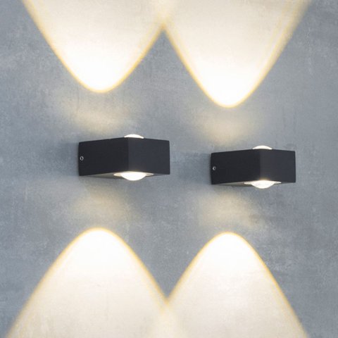 Arandela de Parede Led Foluí Retangular Facho Duplo Aberto Externo 3000k 6w Bivolt 5,3x7x8,3cm Alumí