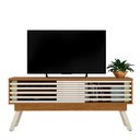 Ver imagem 1 de Rack 1.5 Bancada Yara para Sala Tv 65 Pol. Ripado Pés Palito Naturale/ Off White