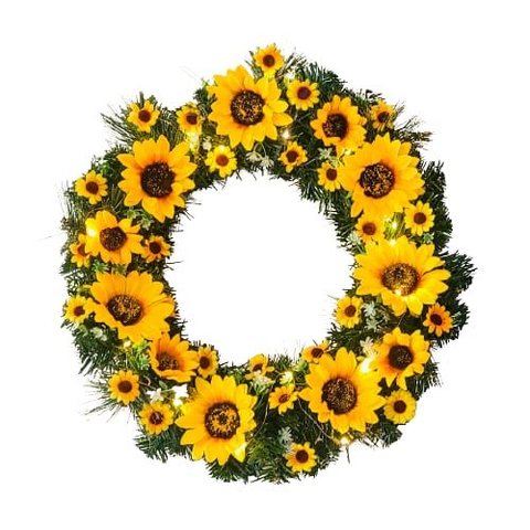 Guirlanda com Girassóis Decorada Luzes de Led 45 Cm Luxo