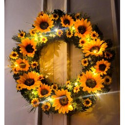 Guirlanda Com Girassóis Decorada Luzes De Led 45 cm Luxo - 3