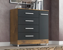 Ver imagem 2 de Armário Cômoda 4 Gavetas 1 Porta:castanho/onix