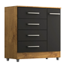 Armário Cômoda 4 Gavetas 1 Porta:castanho/onix - 1