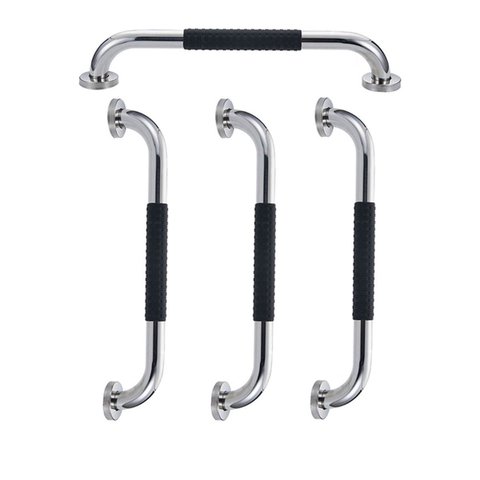 Barra de Apoio Inox 60cm Kit 4 Unidades Suporte Antiderrapante Banheiro Box Idoso Criança Gestante C