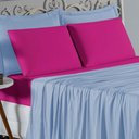 Ver imagem 3 de Jogo de Cama Casal Viúva Nobre 4 Peças Malha 100% Algodão - Azul-bebê / Pink